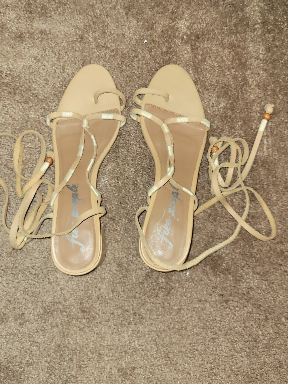 Free People Neutral Lace-Up Gladiator Sandals